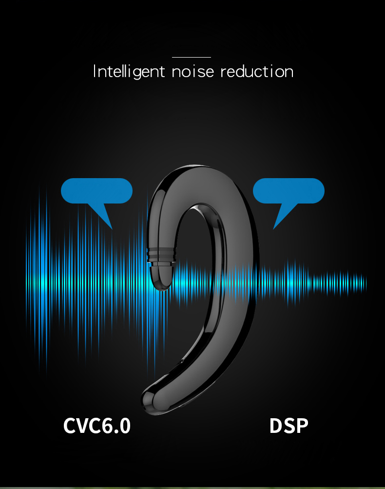 Беспроводной Bluetooth 4.2 Костная Проводимость 110MAH Ушной Крюк Со Вспышкой Для IPhone Samsung И Т. Д. - Синий