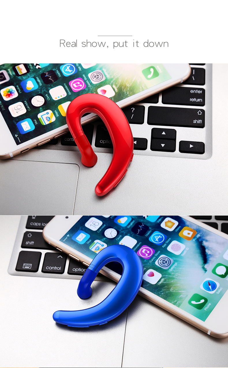 Sem Fio Bluetooth 4.2 Condução Óssea 110mAh Ear-Hook SweatproWhone Para IPhone Samsung Etc. - Azul