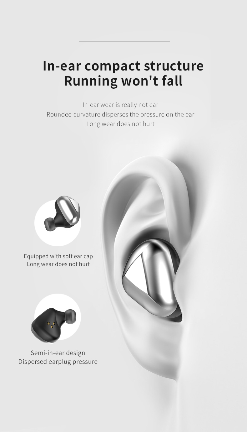 T50 TWS Bluetooth 5.0 Binaural Earphone Touch Control Con Scatola di Ricarica da 500 Mah - Bianca