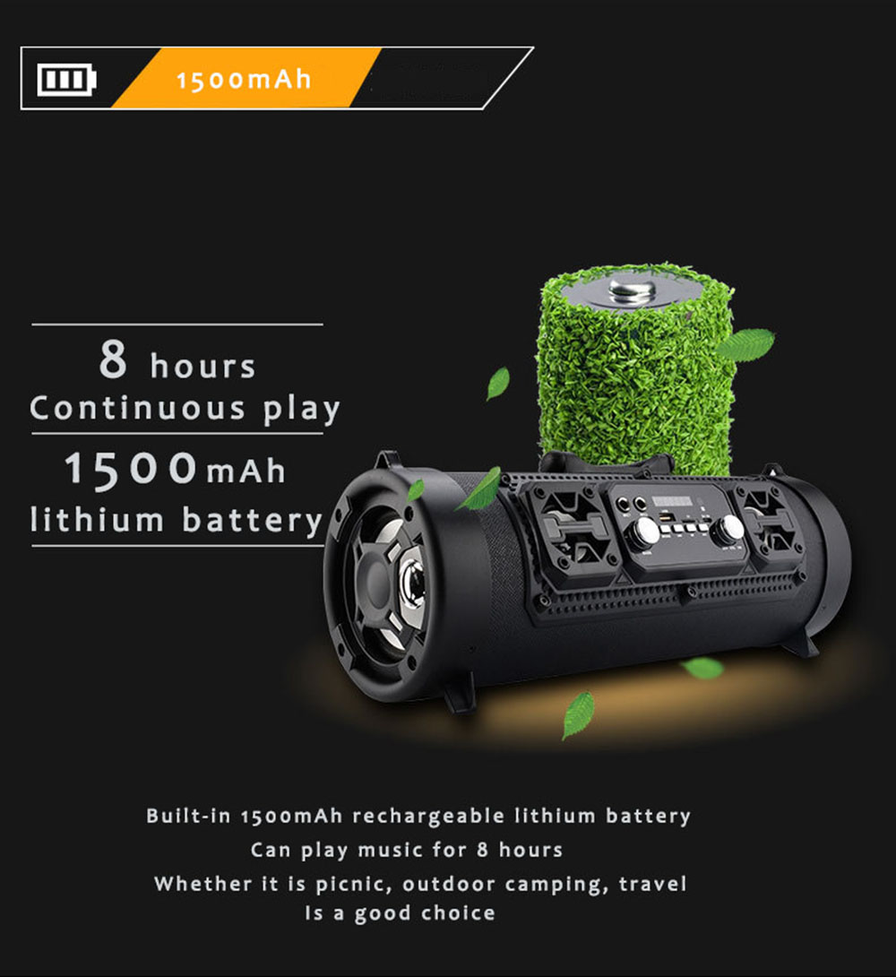 LED Bluetooth FM Radio Mobile KTV 3D Sound Inalámbrico Alrededor de 15W Speaker+micrófono - Bandera Nacional