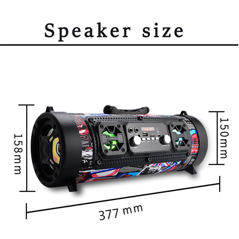 LED Bluetooth FM Radio Mobile KTV 3D Sound Wireless Entoureau 15W Haut-parleur + Microphone - Drapeau National