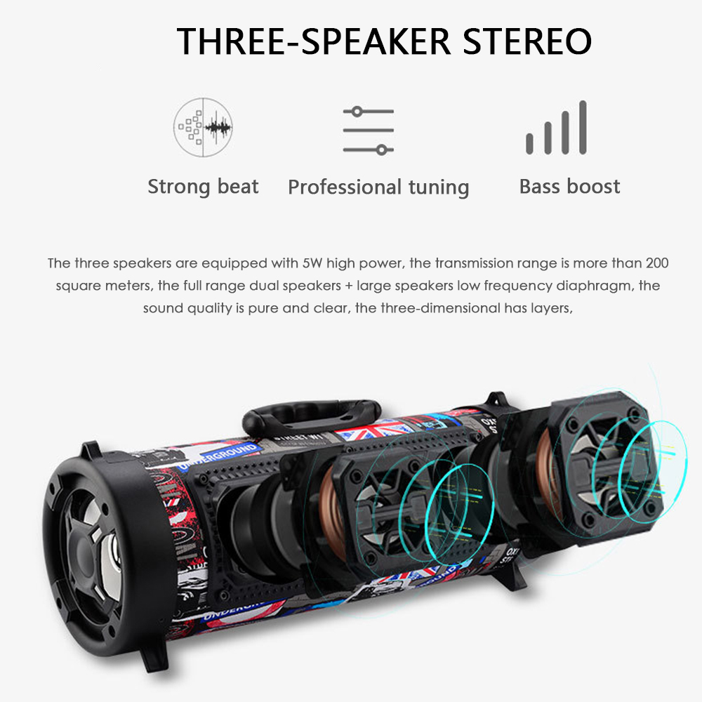 LED Bluetooth FM Radio Mobile KTV 3D Sound Inalámbrico Alrededor de 15W Speaker+micrófono - Bandera Nacional