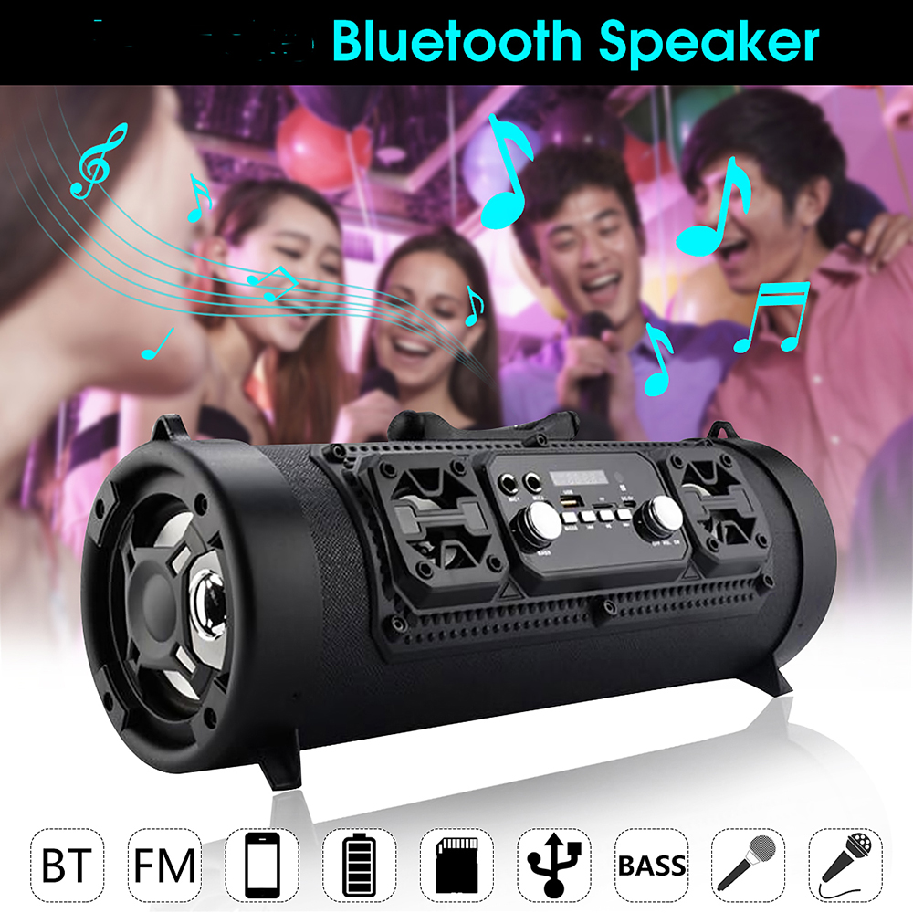 LED Bluetooth FM Radio Mobile KTV 3D Sound Inalámbrico Alrededor de 15W Speaker+micrófono - Bandera Nacional