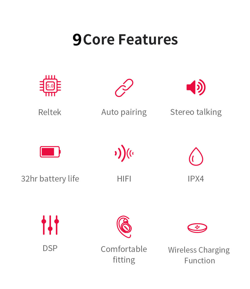 QCY T2S TWS Wireless Charging Version Bluetooth 5.0 Headset with Dual Microphones and Charging Box - Black-2