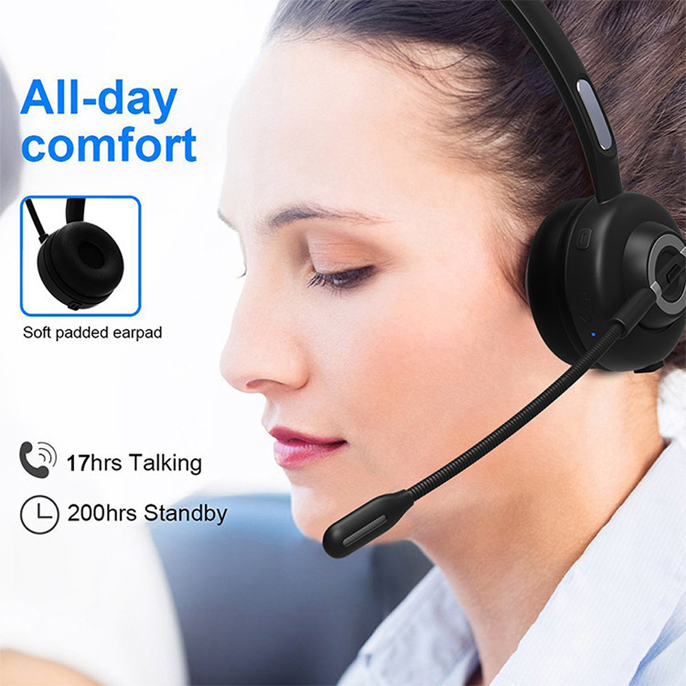 M97 Business Wireless Bluetooth 5.0 Headset Call Center Operator Single Ear Headphone with Microphone and Charging Base