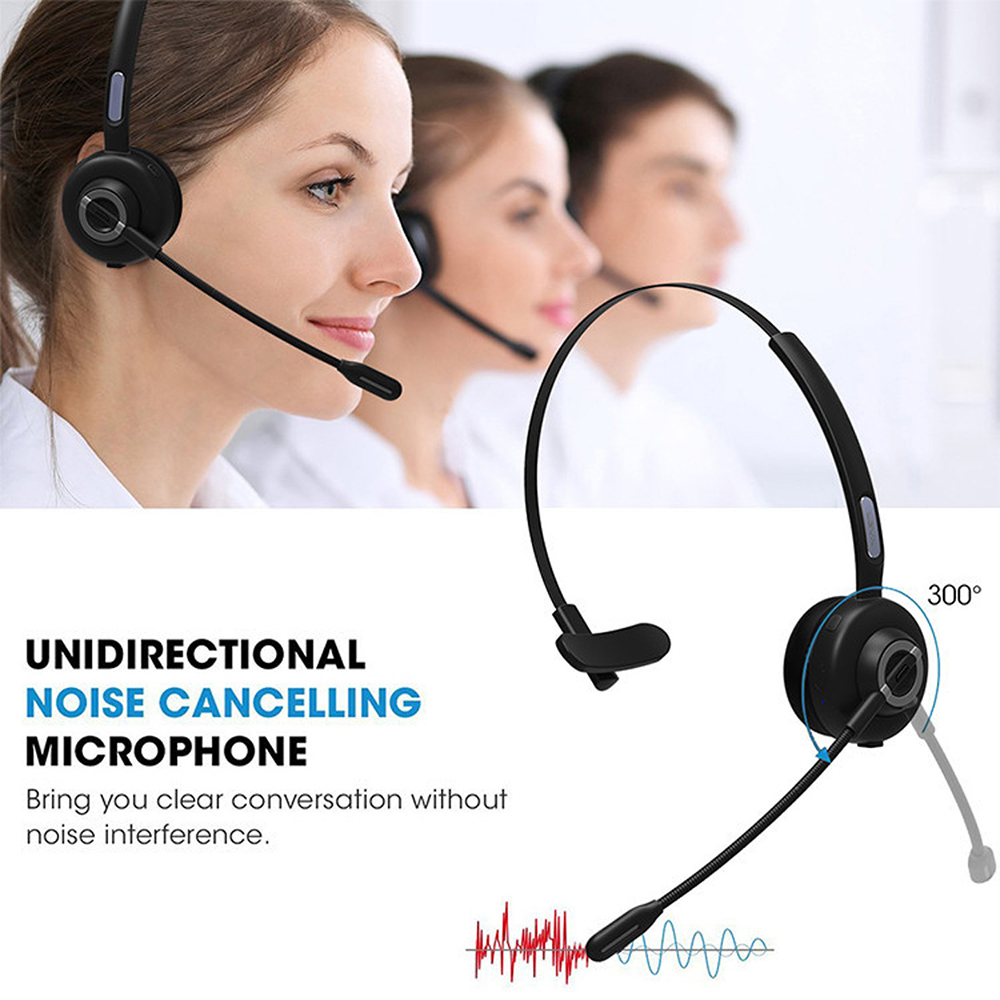 M97 Business Wireless Bluetooth 5.0 Headset Call Center Operator Single Ear Headphone with Microphone and Charging Base