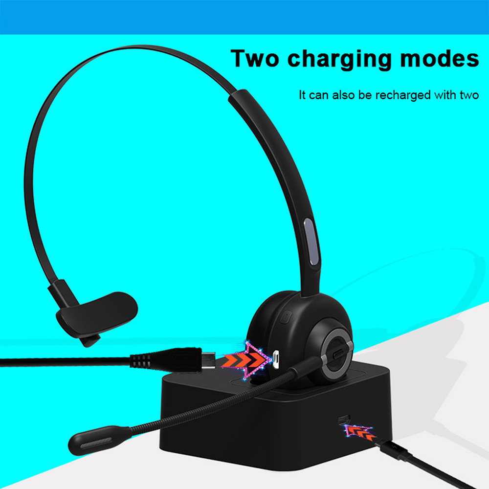 M97 Business Wireless Bluetooth 5.0 Headset Call Center Operator Single Ear Headphone with Microphone and Charging Base