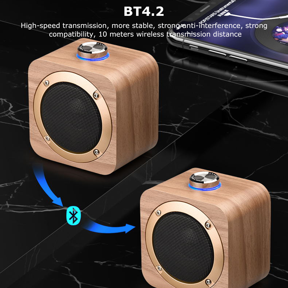 Q1B Wooden Wireless Bluetooth Bluetooth Bass HD Deep Bass Hifi Caja de Música de Sonido Estéreo