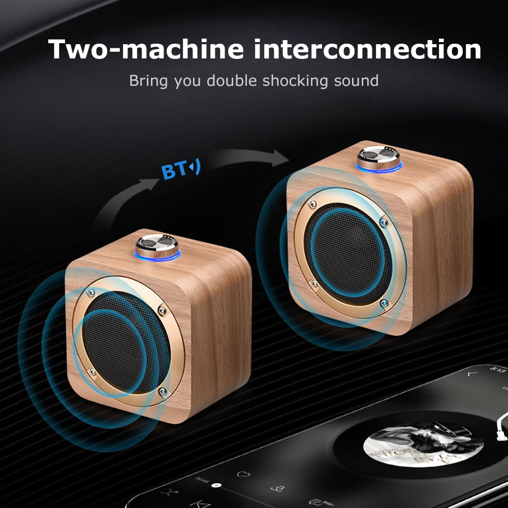 Q1B Wooden Wireless Bluetooth Bluetooth Bass HD Deep Bass Hifi Caja de Música de Sonido Estéreo