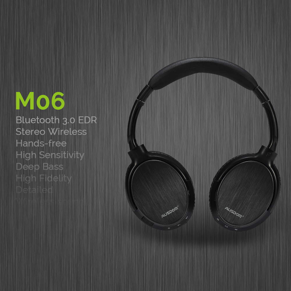 36Pcs/Lot AUSDOM M06 High Fidelity Over-ear Bluetooth Headphone with Microphone-1