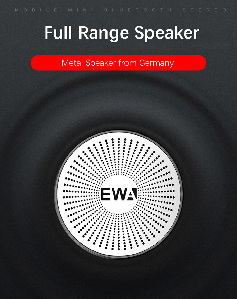 EWA A103 TWS Bluetooth 4.0 Mini -alto -falante HiFi Subwoofer Subwoofer Wireless Speaker - Vermelho