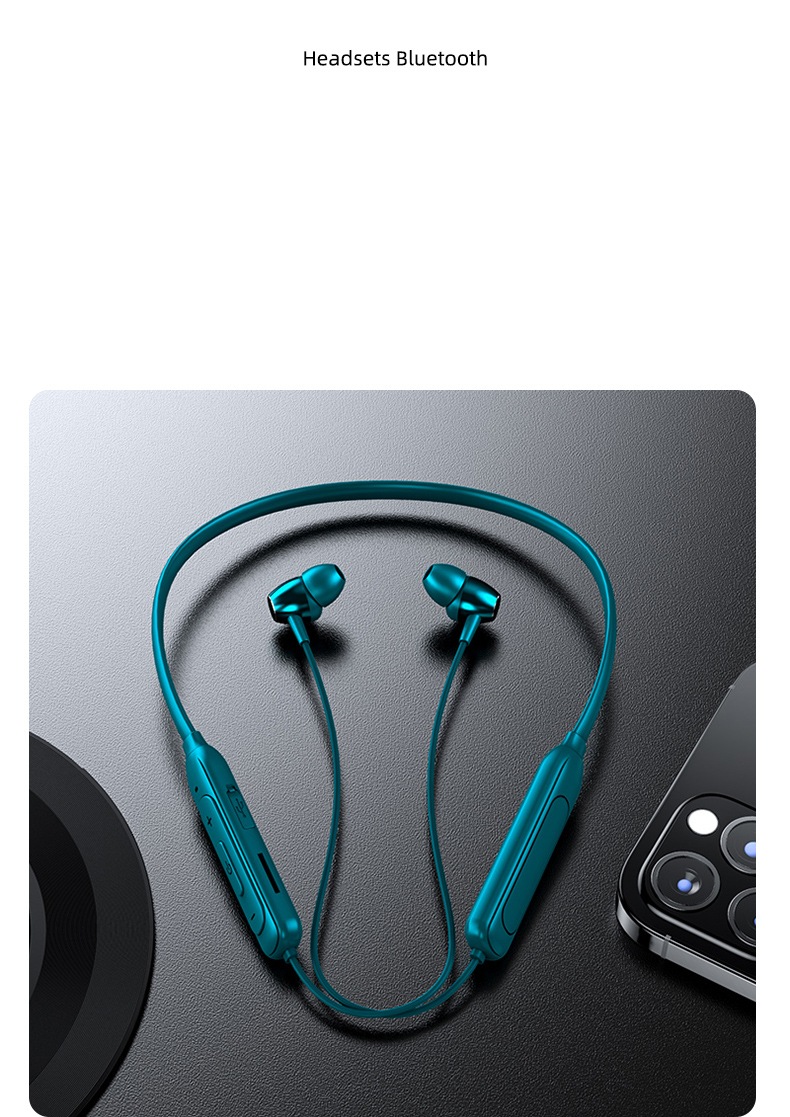 M61 Bluetooth 5.1 Halsohrhörer Stereo Wireless Magnetic Saugsport-Headset-Ohrhörer - Schwarz