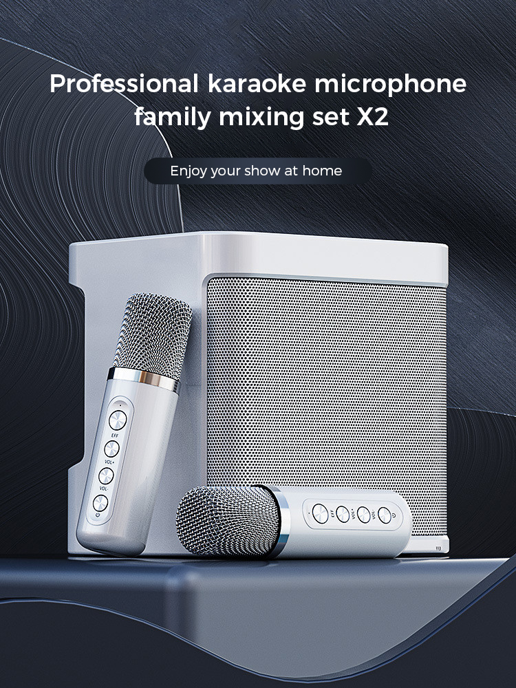 YS-203 Portatile K Song Bluetooth Soundbox Altoparlante Microfono Senza Fili Set Di Microfono Stile Composizione Orizzontale Party Singing Song Song Subwoofer - Bianco