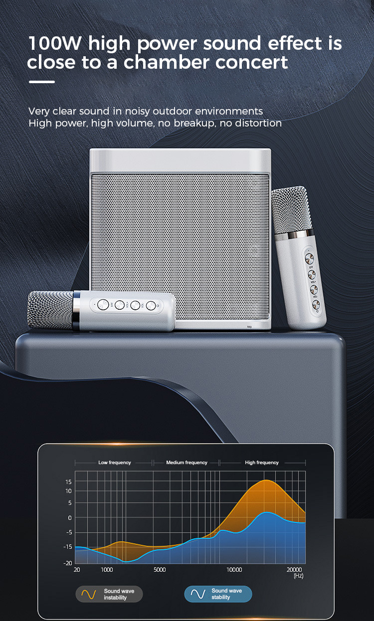 YS-203 Portable K Song Bluetooth Sountbox Sountbox Microfone Sem Fio Conjunto De Microfone Ao Ar Livre Festa De Família Cantando Surg Song Subwoofer - Branco