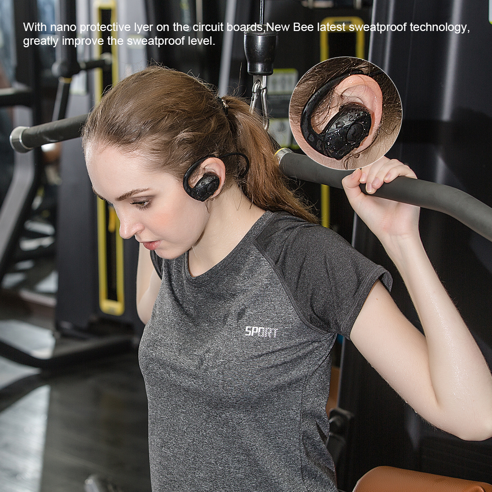 NEW BEE NB7 Snail Wireless In-Ear Bluetooth Earphone Neckband Sport Headset With Mic (CE/FCC/RoHS) - Black-1