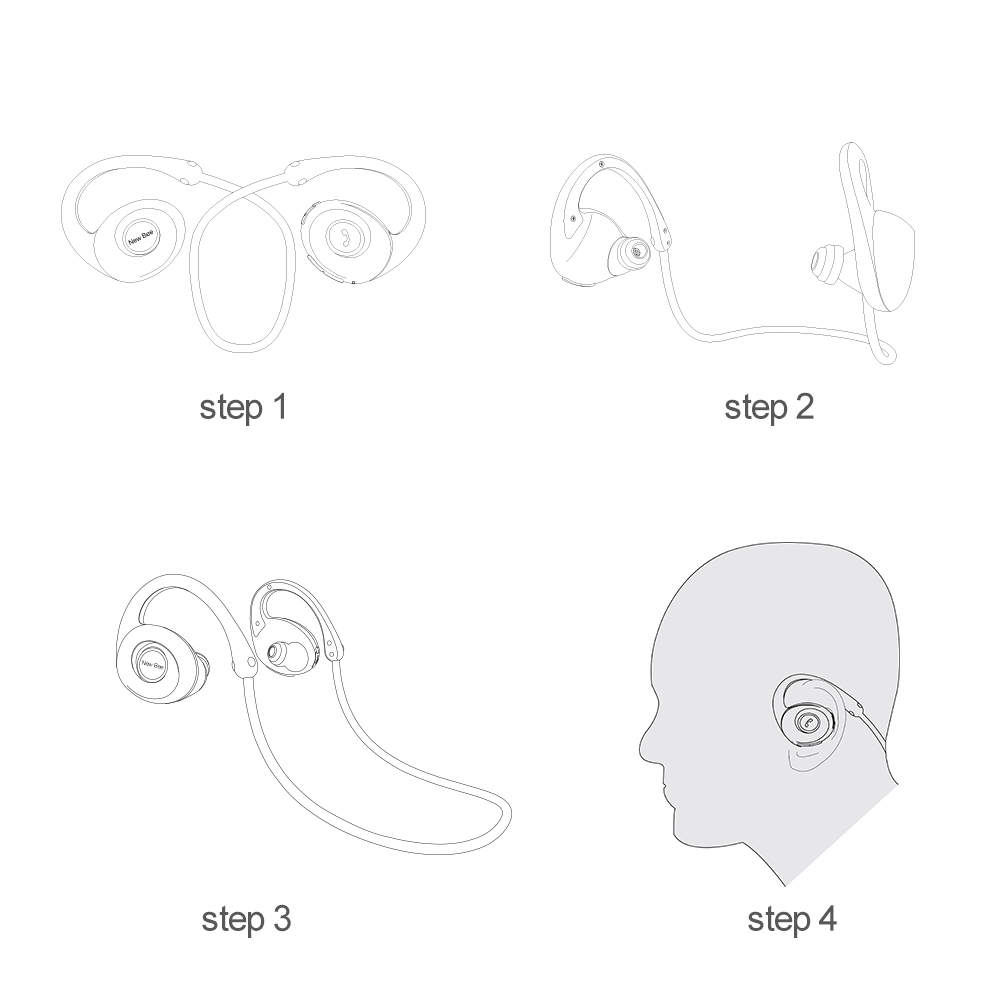 NEW BEE NB7 Snail Wireless In-Ear Bluetooth Earphone Neckband Sport Headset With Mic (CE/FCC/RoHS) - Black-3