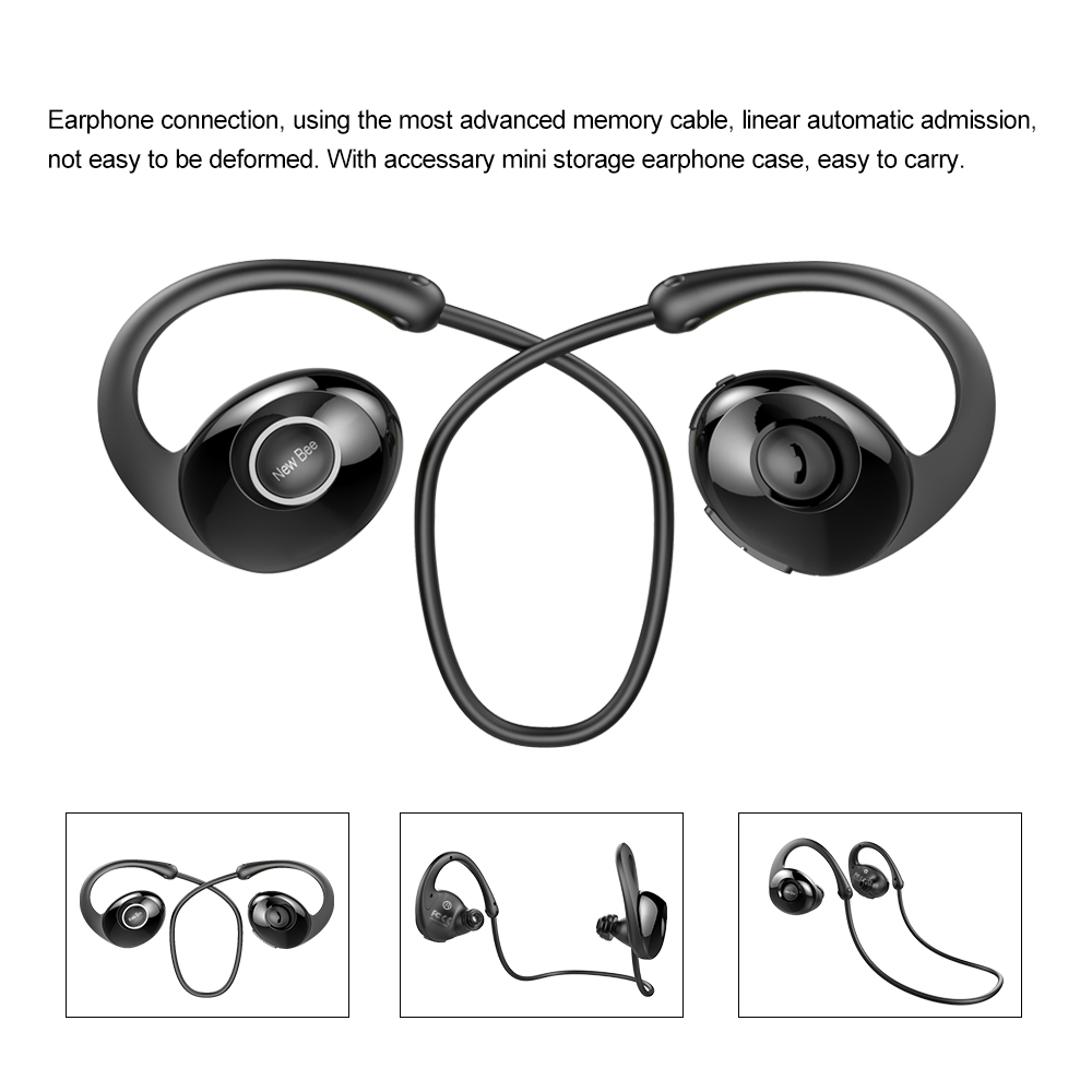 NEW BEE NB7 Snail Wireless In-Ear Bluetooth Earphone Neckband Sport Headset With Mic (CE/FCC/RoHS) - Black-7