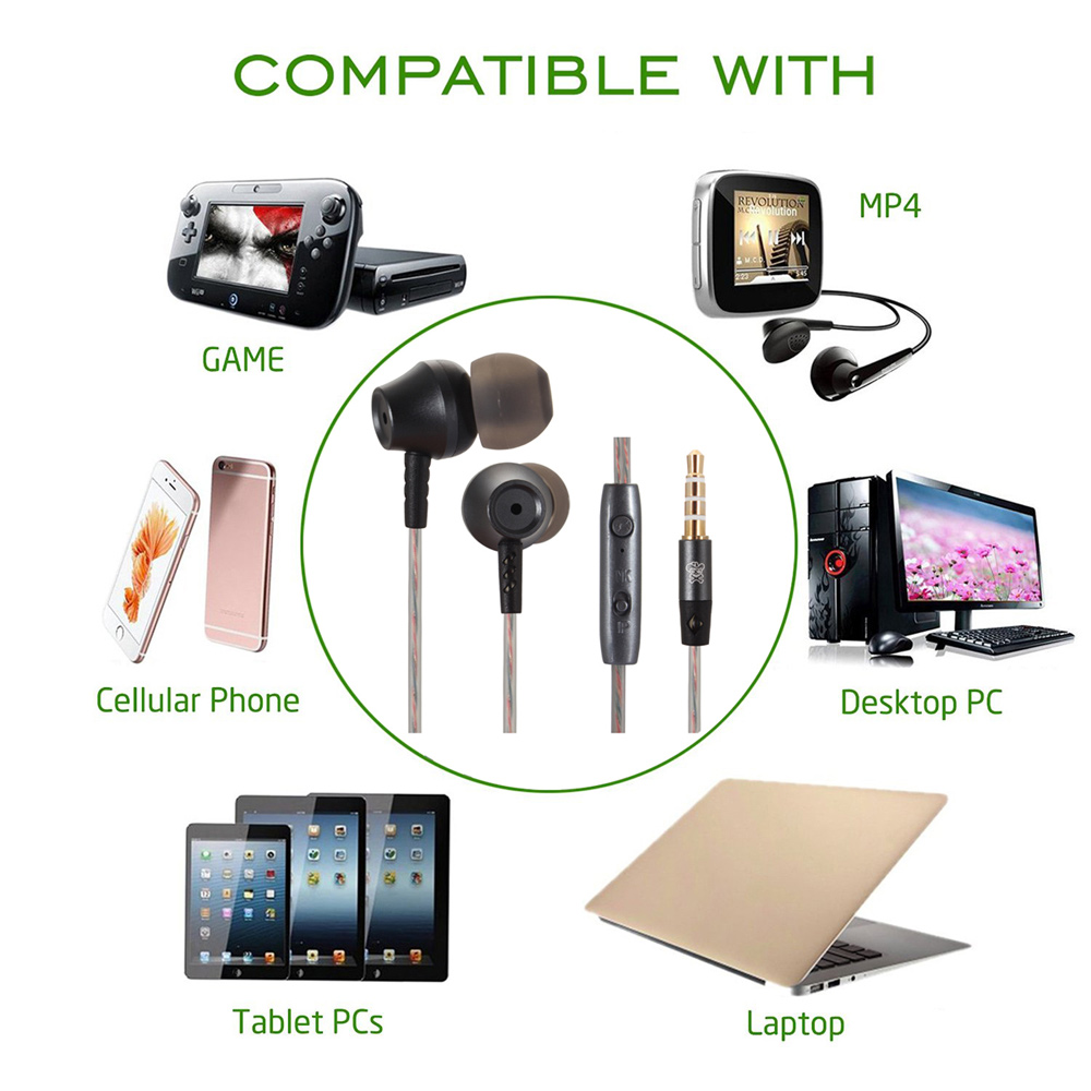 HAT PRINCE 3.5mm In-ear Headphone Earphone with Remote and Mic for iPhone Samsung - Black-1