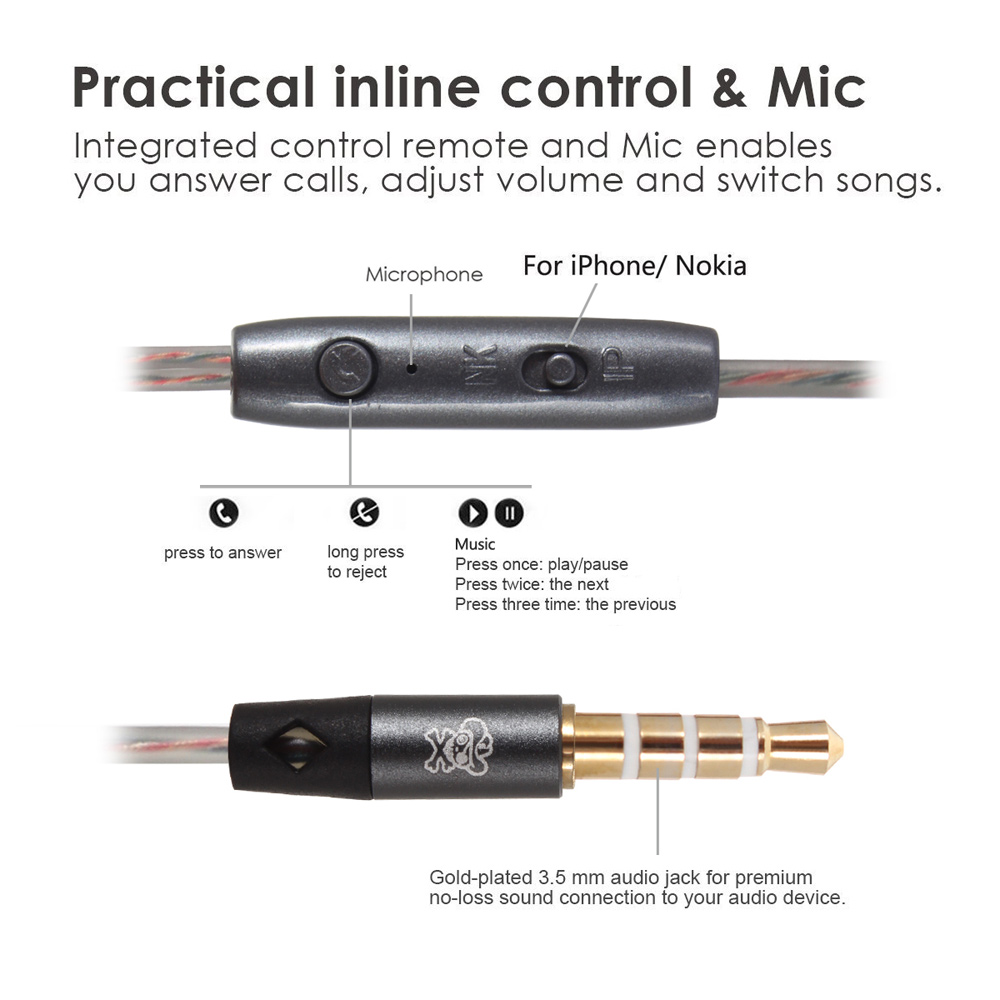 HAT PRINCE 3.5mm In-ear Headphone Earphone with Remote and Mic for iPhone Samsung - Black-1