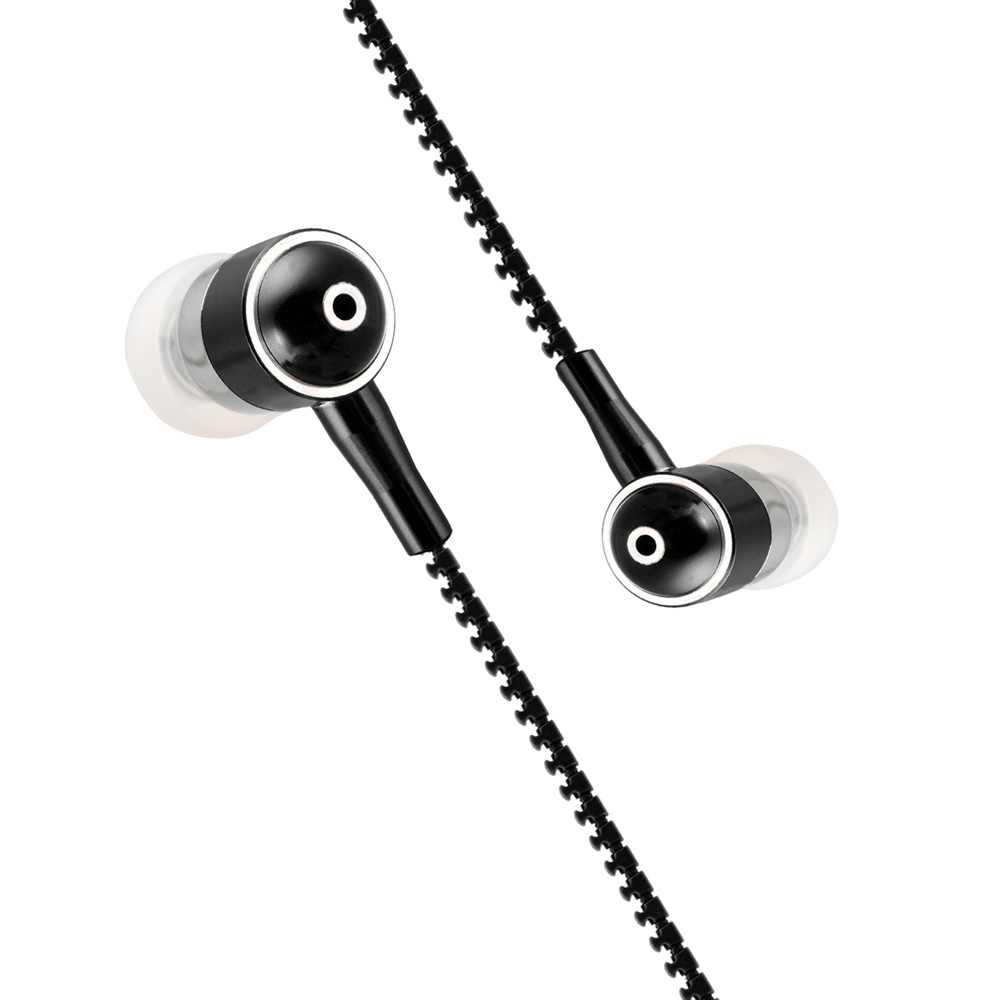 HAT PRINCE Zipper Shape 3.5mm In-ear Earphone Headset with Mic for iPhone Samsung - Black-2