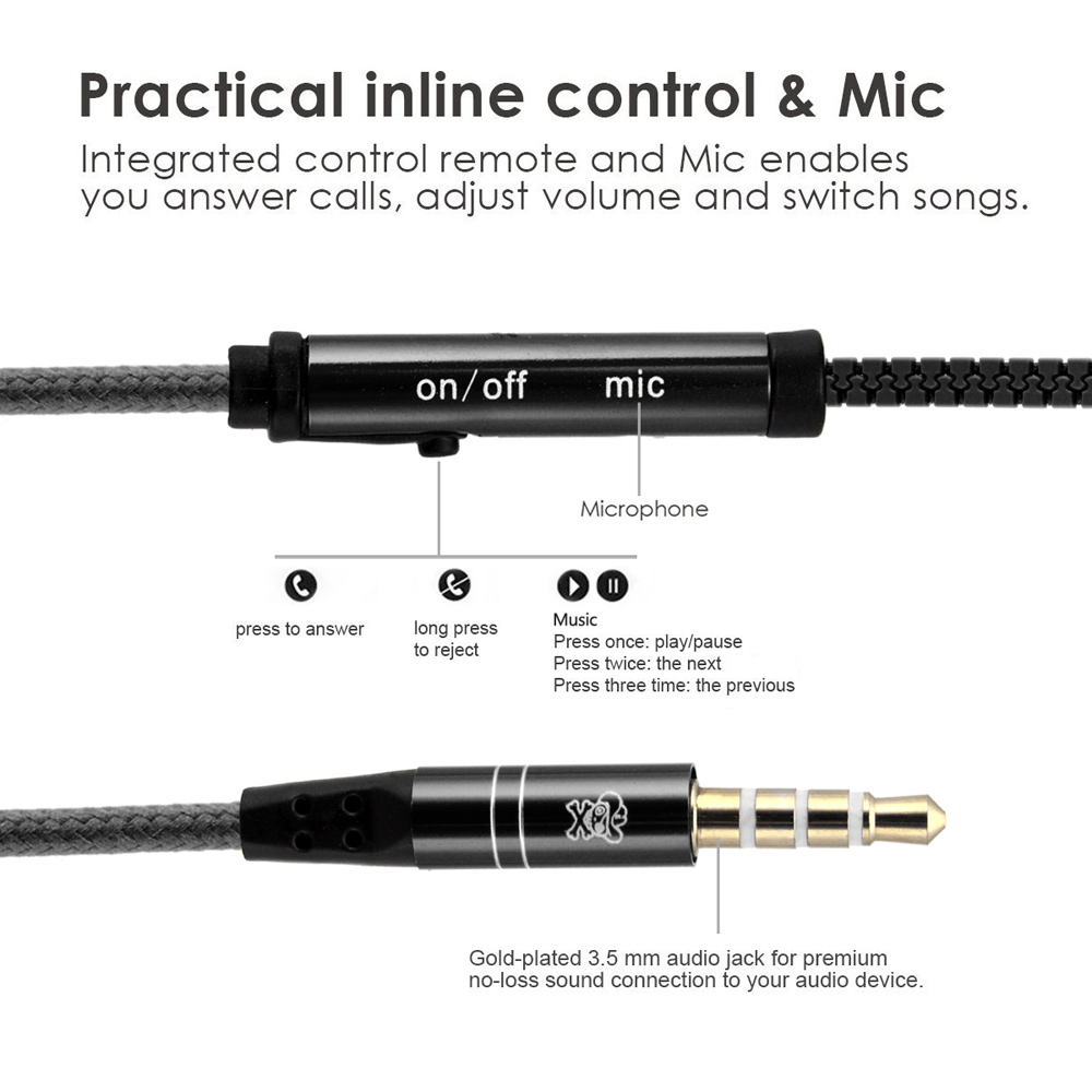 HAT PRINCE Zipper Shape 3.5mm In-ear Earphone Headset with Mic for iPhone Samsung - Black-5