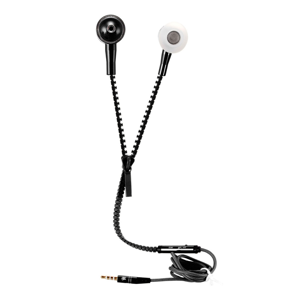 HAT PRINCE Zipper Shape 3.5mm In-ear Earphone Headset with Mic for iPhone Samsung - Black-6