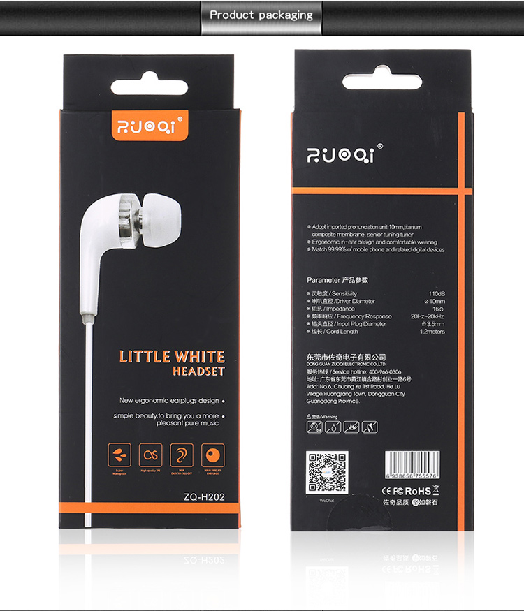 ZUOQI H202 3.5mm In-ear Hands-free Earphone Headset for iPhone Samsung Huawei HTC-16