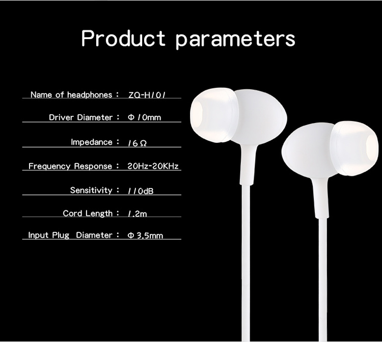 ZUOQI H101 3.5mm In-ear Headset Earphone with Microphone for iPhone Samsung HTC-11