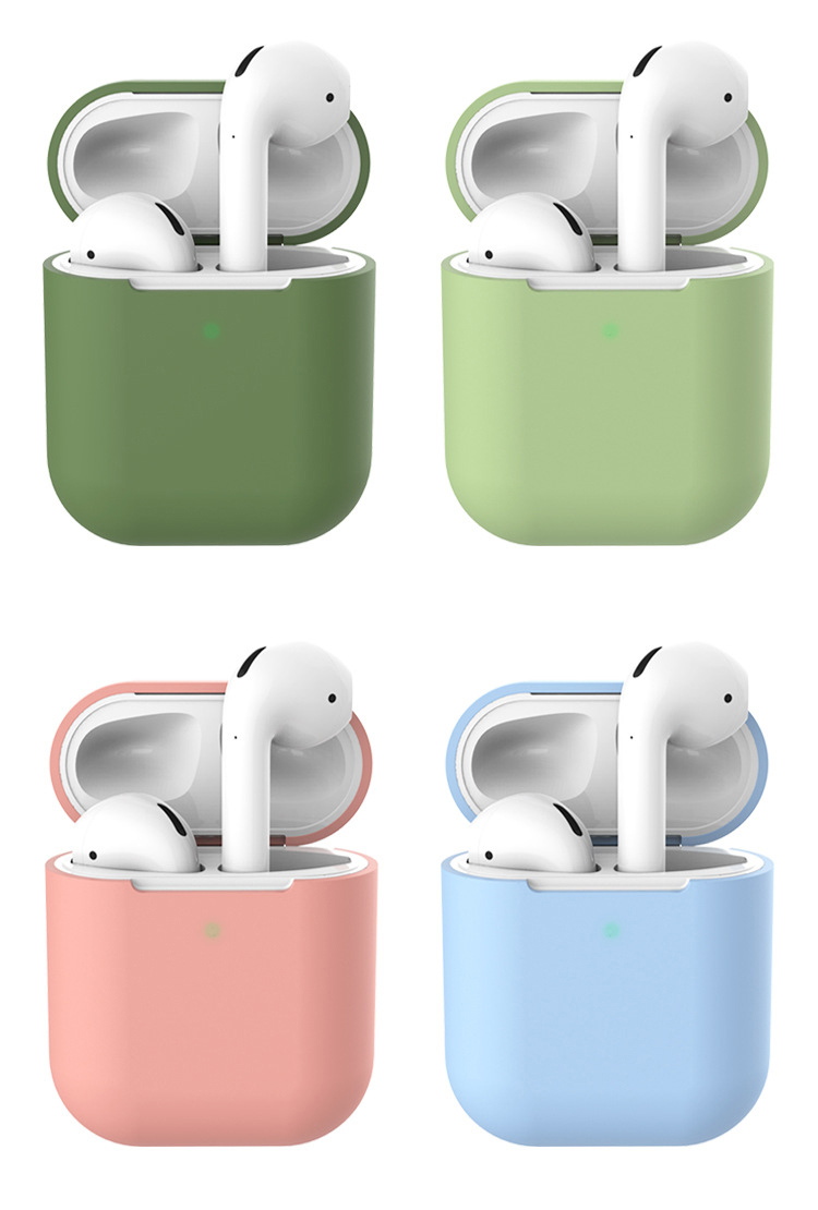 Caixa de Silicone Suave Para Apple AirPods Com Caixa de Carregamento Sem Fio (2019) - Verde Escuro