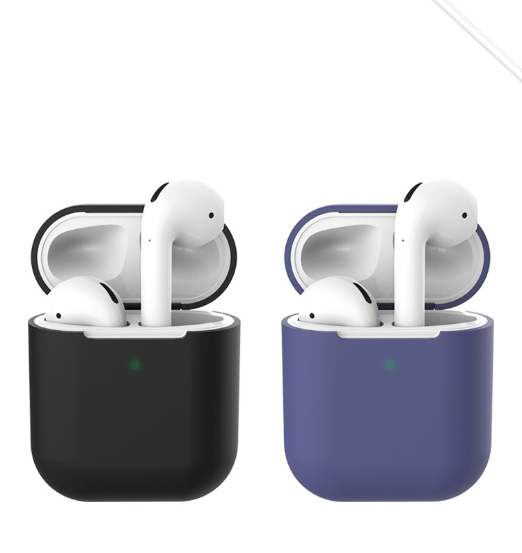 Caixa de Silicone Suave Para Apple AirPods Com Caixa de Carregamento Sem Fio (2019) - Verde Escuro