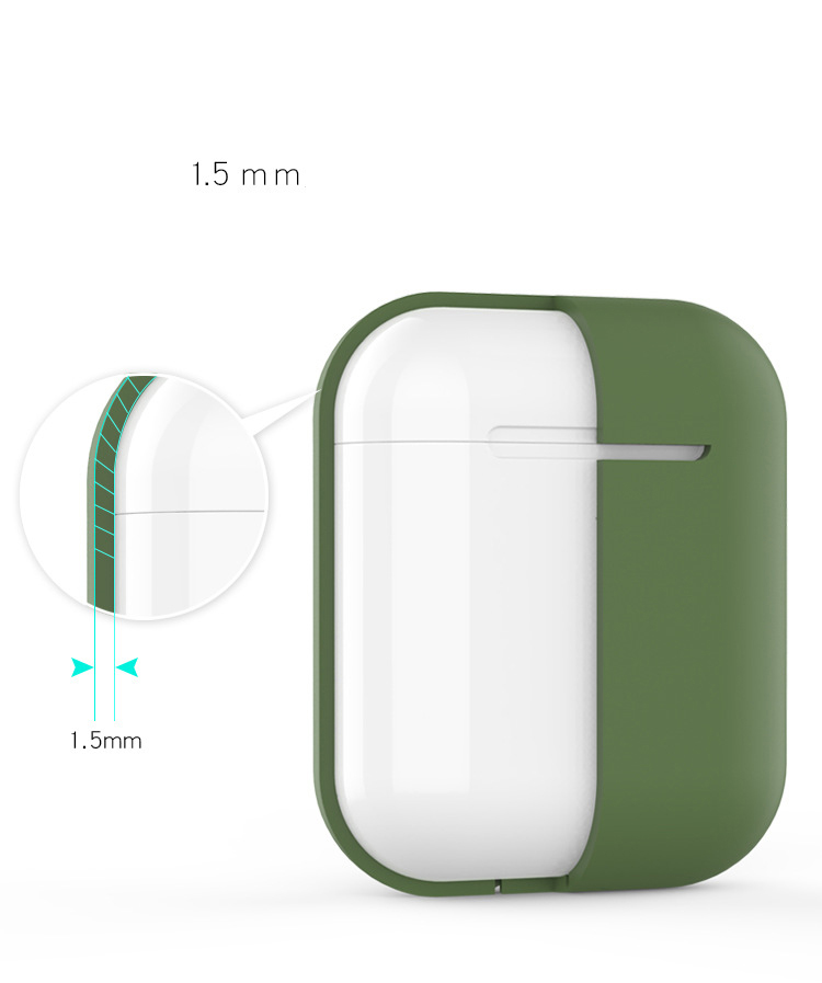 Étui en Silicone Souple Pour Apple AirPods Avec Cas de Charge Sans Fil (2019) - Vert Foncé