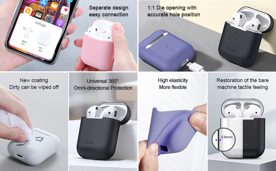 Étui De Protection En Silicone Ultra-mince De BaseUuce Pour Airpods Avec Étui De Charge (2016) / AirPods Avec Cas De Charge (2019) - Gris