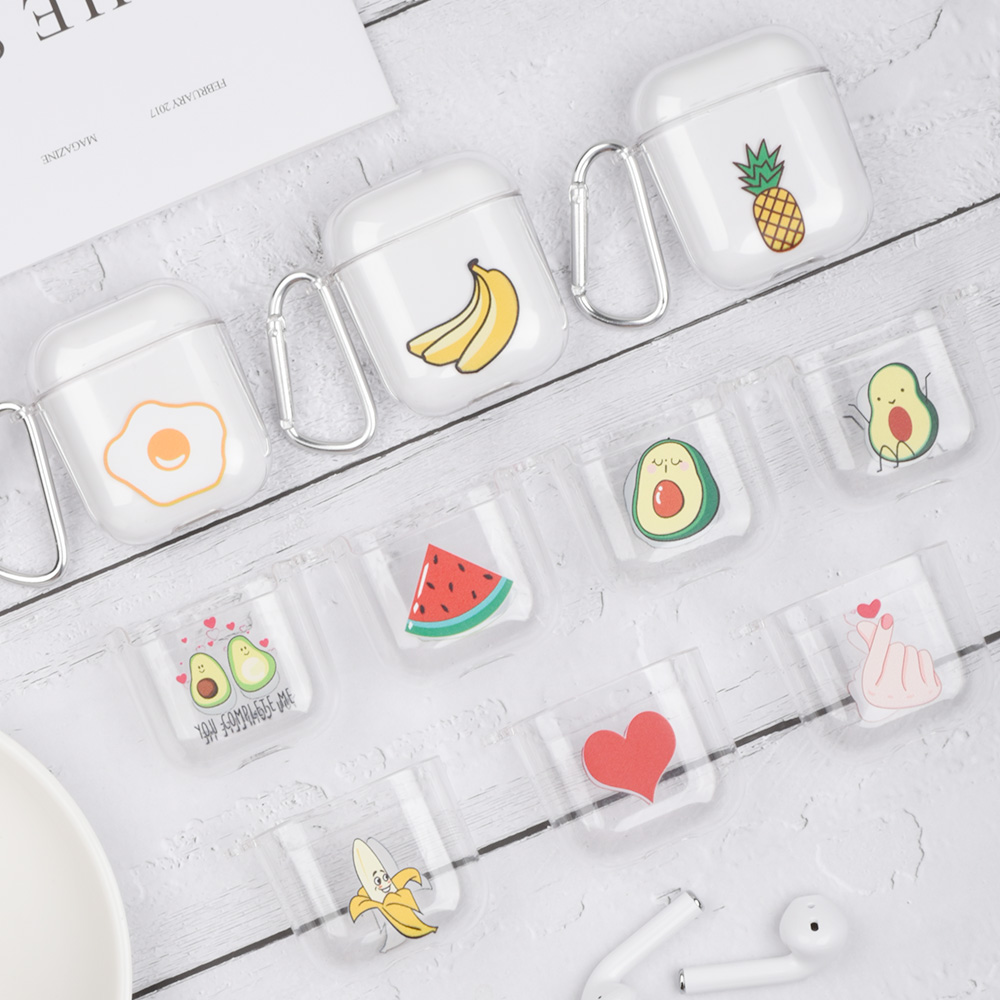 Étui PC Transparent Avec Crochet Pour Apple AirPods Avec Cas de Charge Sans Fil (2019) / AirPods With Charging Case (2019) (2016) - Ananas