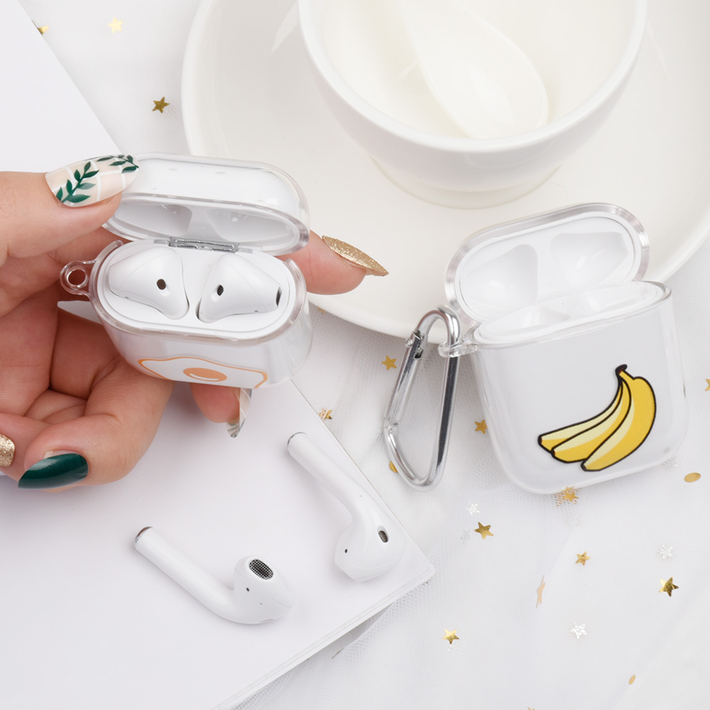 Étui PC Transparent Avec Crochet Pour Apple AirPods Avec Cas de Charge Sans Fil (2019) / AirPods With Charging Case (2019) (2016) - Ananas