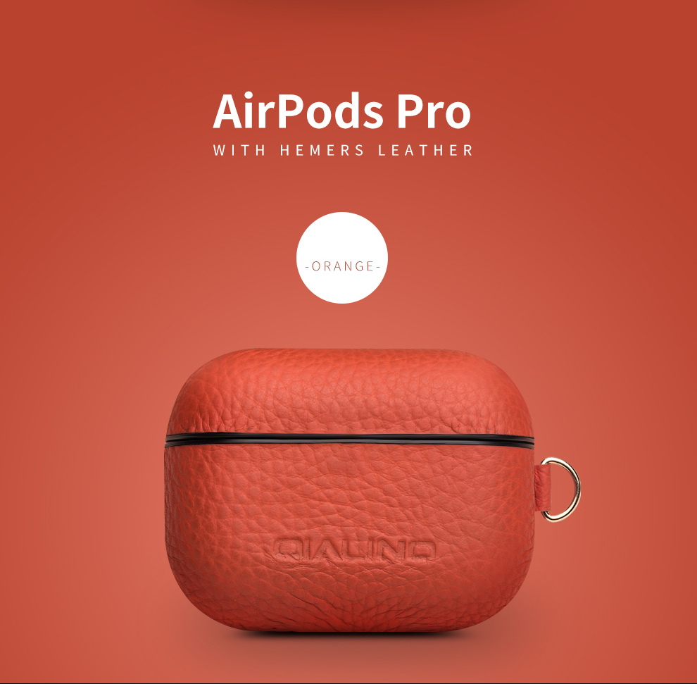 Qialino Для Apple Airpods Pro Ударопрочный Стиль Наушники Зарядная Коробка Защитная Крышка Кожаный Кожаный Чехол - Чернить