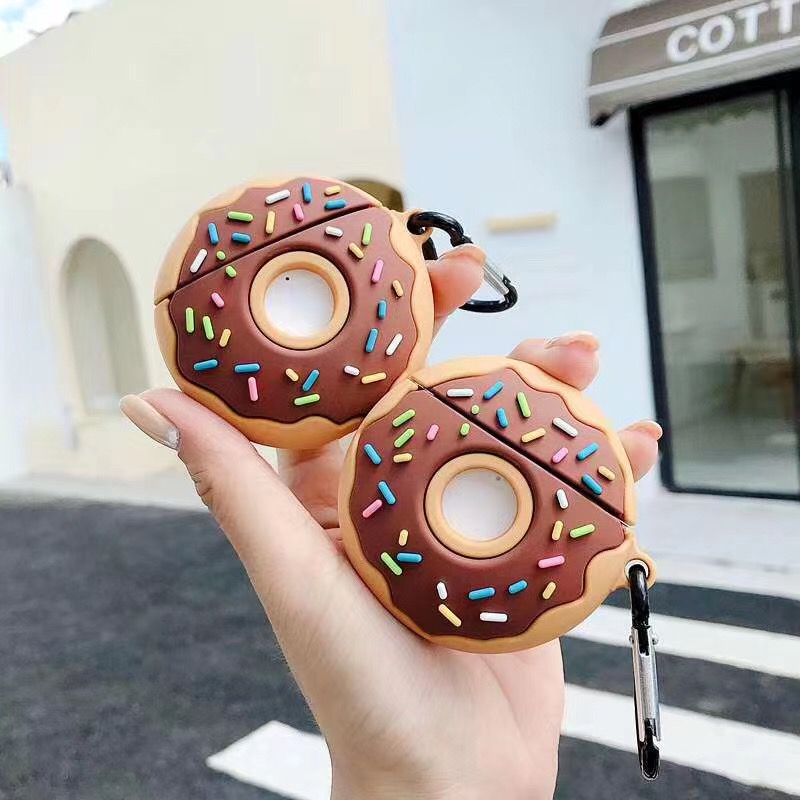 Donuts Creativos Forma Auriculares De Silicona Funda Para Apple AirPods Con Caja De Carga Inalámbrica (2019) / Airpods Con Caja De Carga (2019) / (2016)