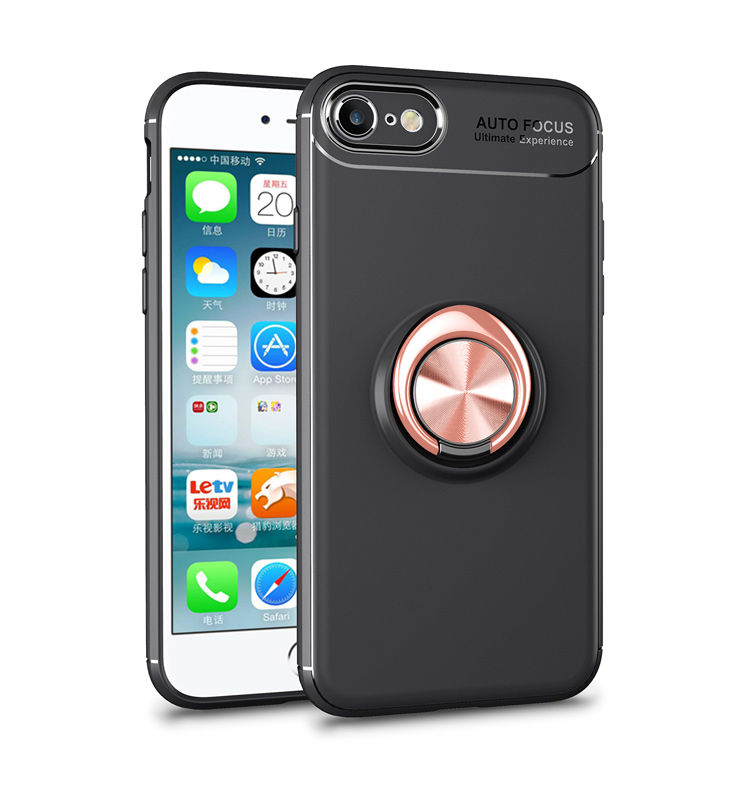 Magnetischer Fingerring-kickstand TPU Back Hülle Für Iphone 7/8/SE (2022)/SE (2020) 4,7 Zoll - Schwarz + Grau