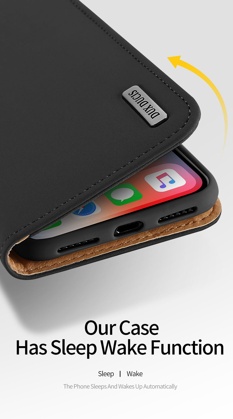 Dux Ducis Wish Series Cnas / CMA -zertifizierte Brieftasche Verstellbares Stand Design Echtes Leder -telefonhülle Für Iphone X - Rot