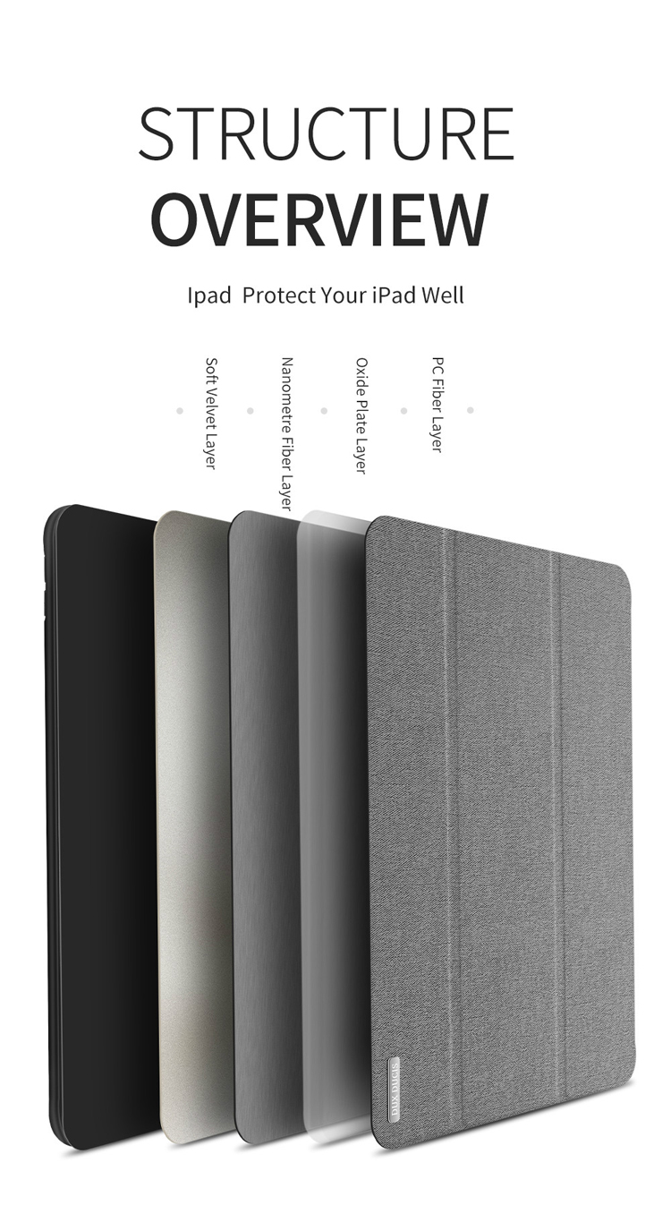 Série DuxDucis Domo Texture TRI-Pliez Stand Coat PU Smart Cover Avec Porte-stylo Pour IPad Air 10.5 (2019) / Pro 10,5 Pouces (2017) - Noir