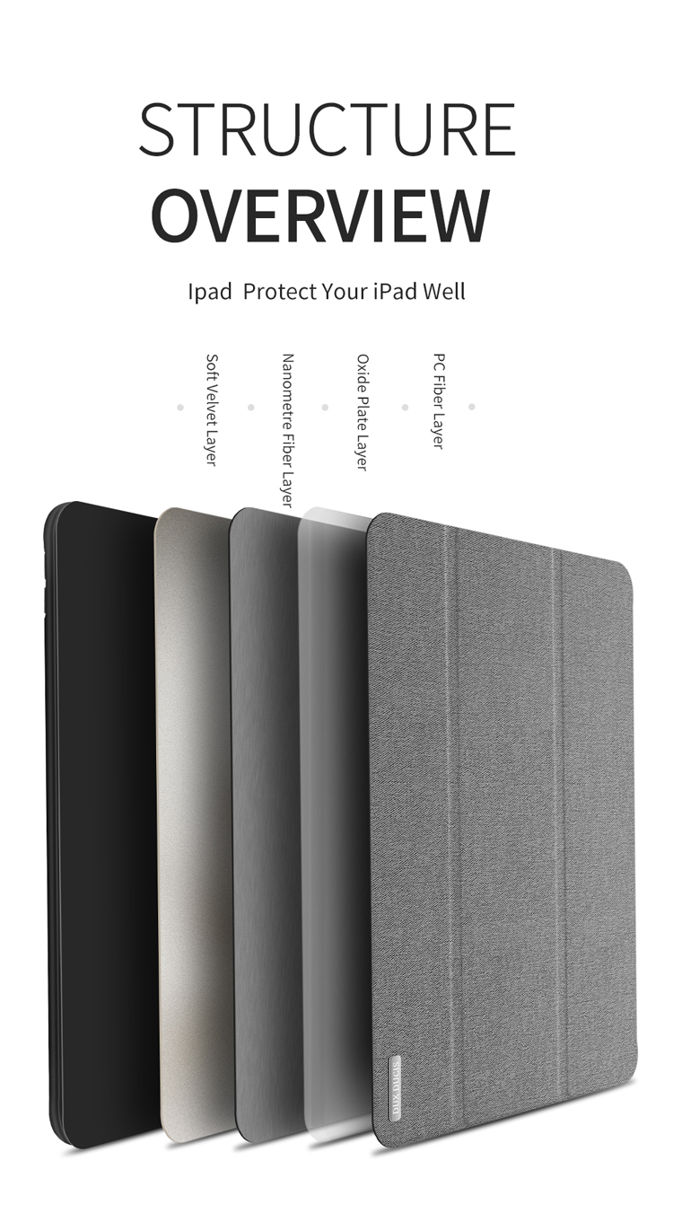 Dux Ducis Domo-serie Tri-fold Stand Folio Smart Cloth Textur PU Leder Hülle Mit Bleistifthalter Für Ipad Pro 12.9 (2017) - Schwarz