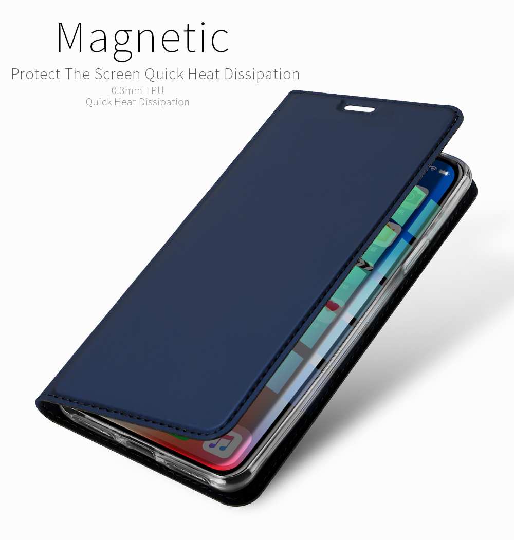 Dux Ducis Skin Pro Series Span Span Stand Cover Cubierta Móvil Anti-Scratch Slim TPU Case Interna Para Iphone XR 6.1 Pulgadas - Azul Oscuro