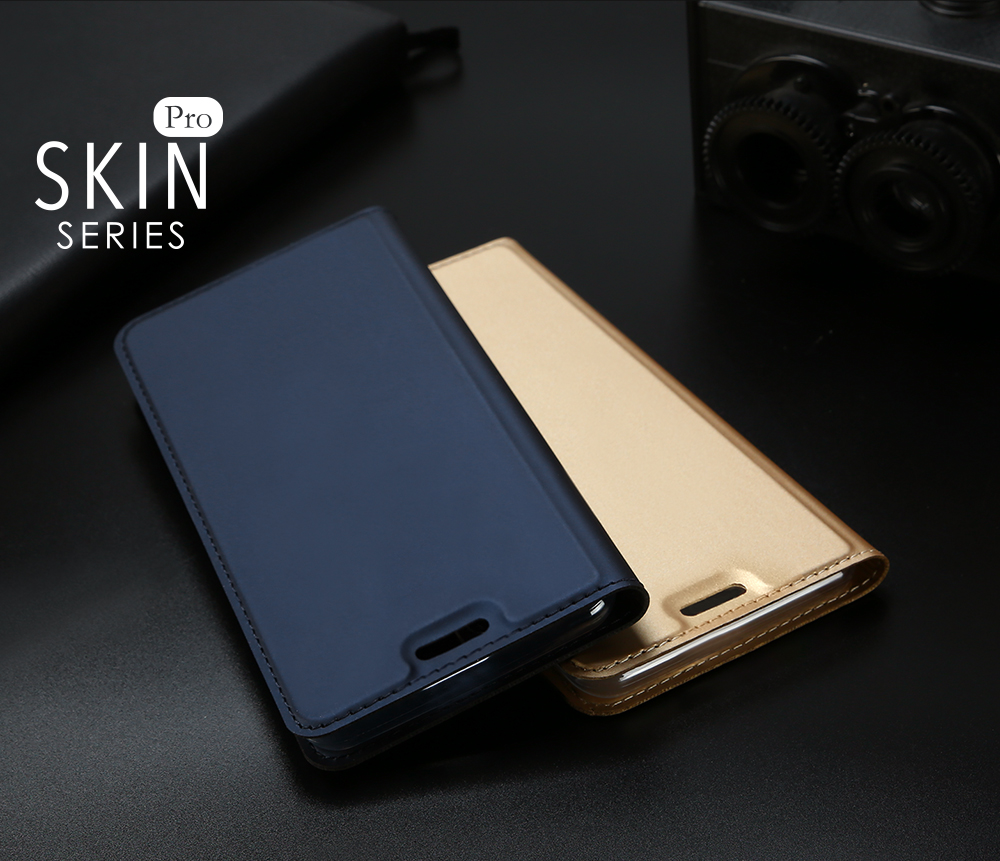 Dux Ducis Skin Pro Series Span Span Stand Cover Cubierta Móvil Anti-Scratch Slim TPU Case Interna Para Iphone XR 6.1 Pulgadas - Azul Oscuro