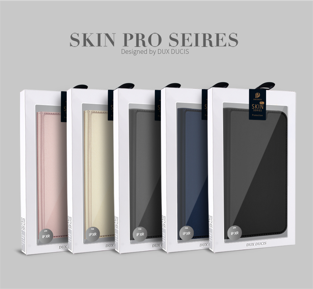 Dux Ducis Skin Pro Series Series Slot Stand Mode Mobile Cover Anti-Scratch Slim TPU Внутренний Корпус Для Iphone XR 6,1 Дюйма - Темно-синий