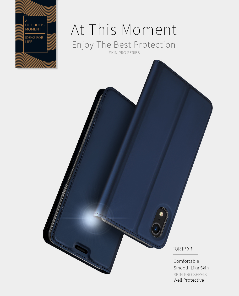 Dux Ducis Skin Pro Series Series Slot Stand Mode Mobile Cover Anti-Scratch Slim TPU Внутренний Корпус Для Iphone XR 6,1 Дюйма - Темно-синий