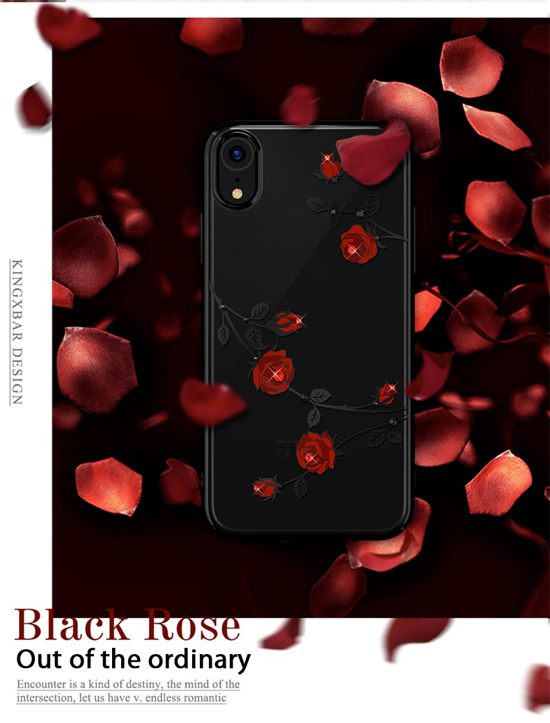 KINGXBAR Love of Flower Rhinestone Plated PC Case for iPhone XR 6.1 inch - Roses-3