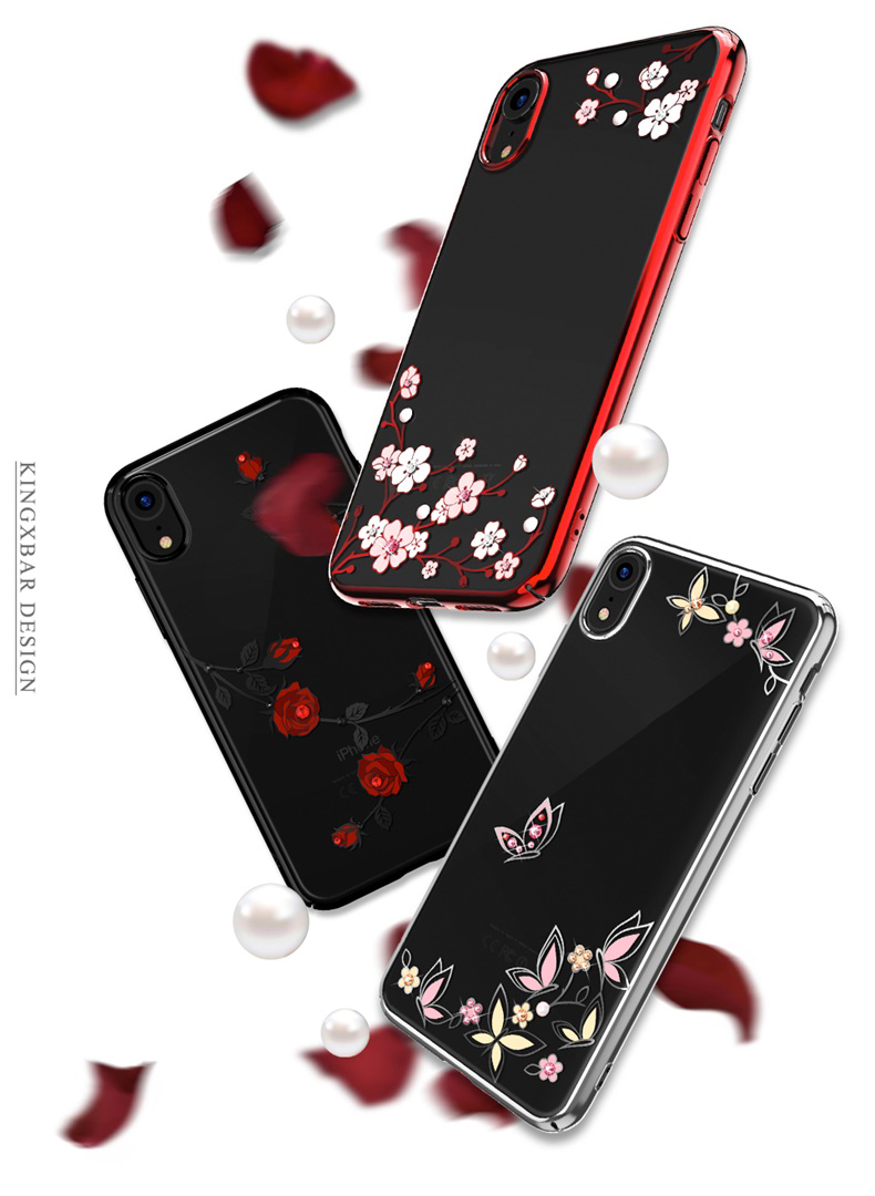 KINGXBAR Love of Flower Rhinestone Plated PC Case for iPhone XR 6.1 inch - Roses-4