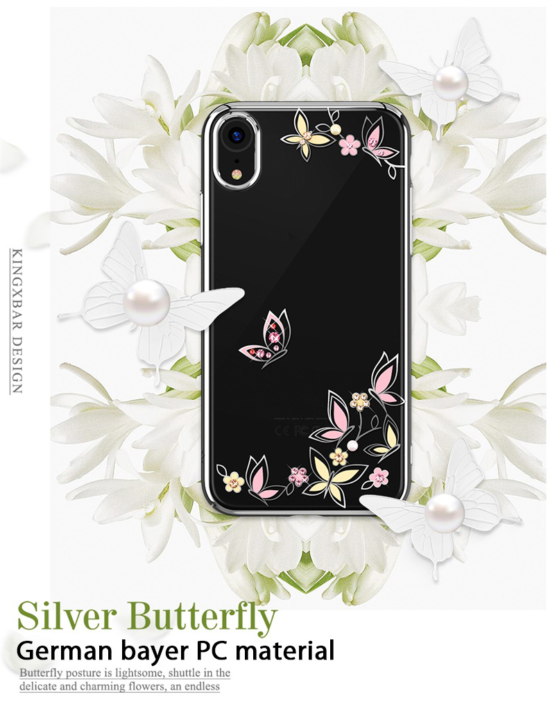 KINGXBAR Love of Flower Rhinestone Plated PC Case for iPhone XR 6.1 inch - Roses-5