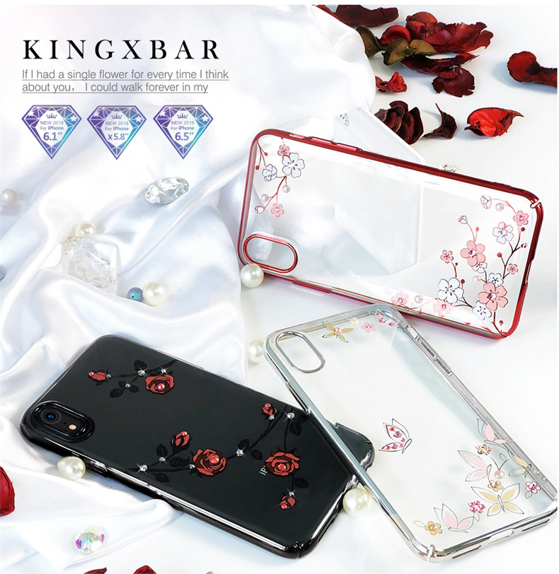 KINGXBAR Love of Flower Rhinestone Plated PC Case for iPhone XR 6.1 inch - Roses-8
