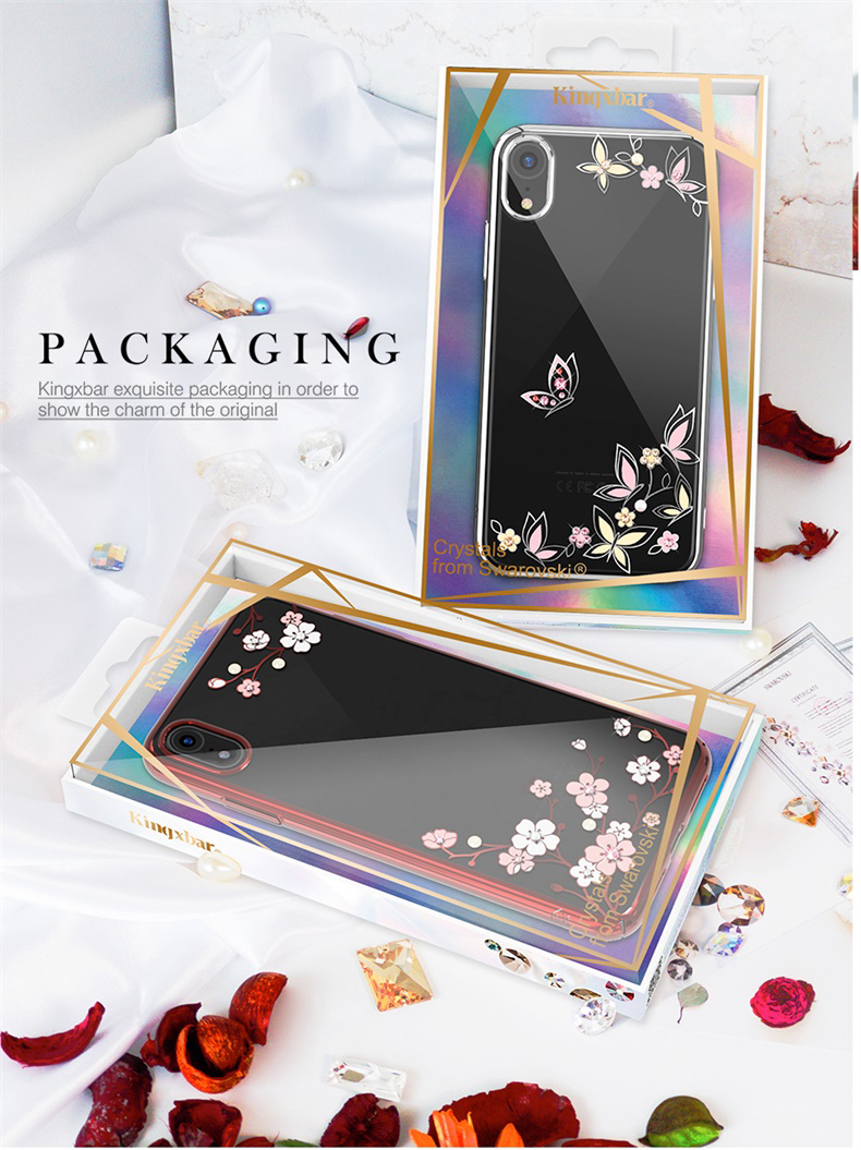 KINGXBAR Love of Flower Rhinestone Plated PC Case for iPhone XR 6.1 inch - Roses-9