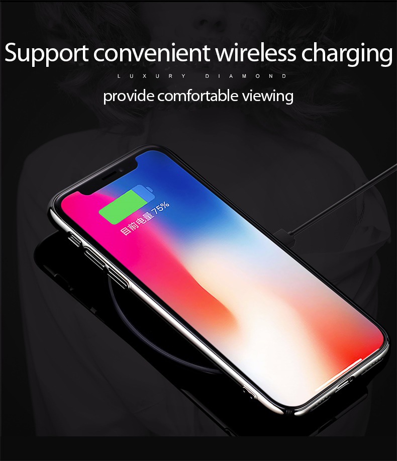 Carcasa de Teléfono Electroplacado de PC de Cristal Kingxbar Para Iphone XS Max 6.5 Pulgadas - Negro